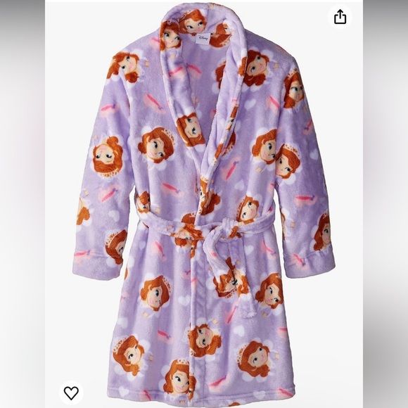 Disney Princess Sofia Plush Bath Robe Little Girl Soft Warm Belt Tie Sz S(6/6X) - Picture 1 of 9